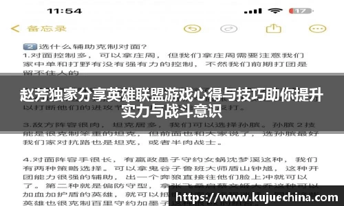 赵芳独家分享英雄联盟游戏心得与技巧助你提升实力与战斗意识